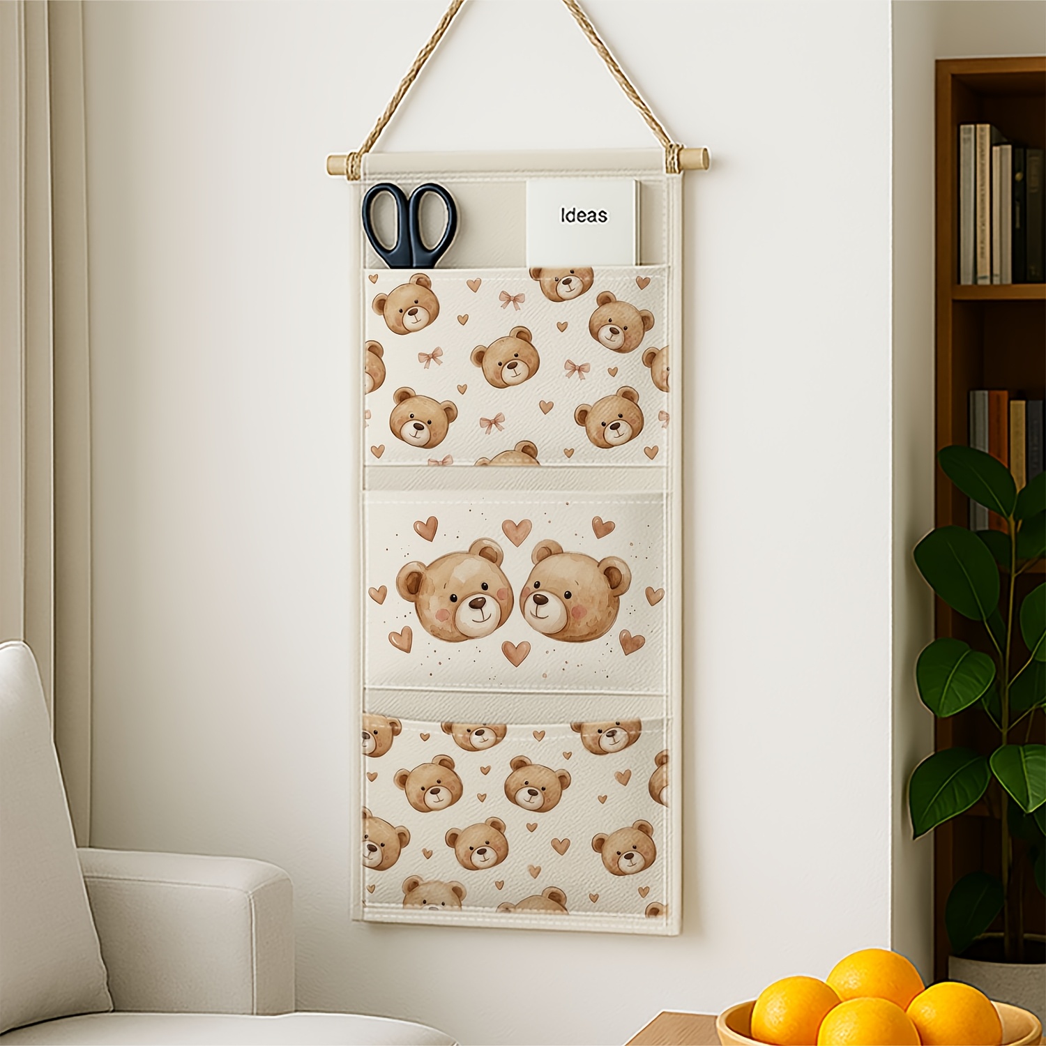 TEMU 1 pièce Sac de rangement mural à illustration mignonne en peluche, étagère multicouche pour salon, salle de bain - Organisateur de porte/armoire