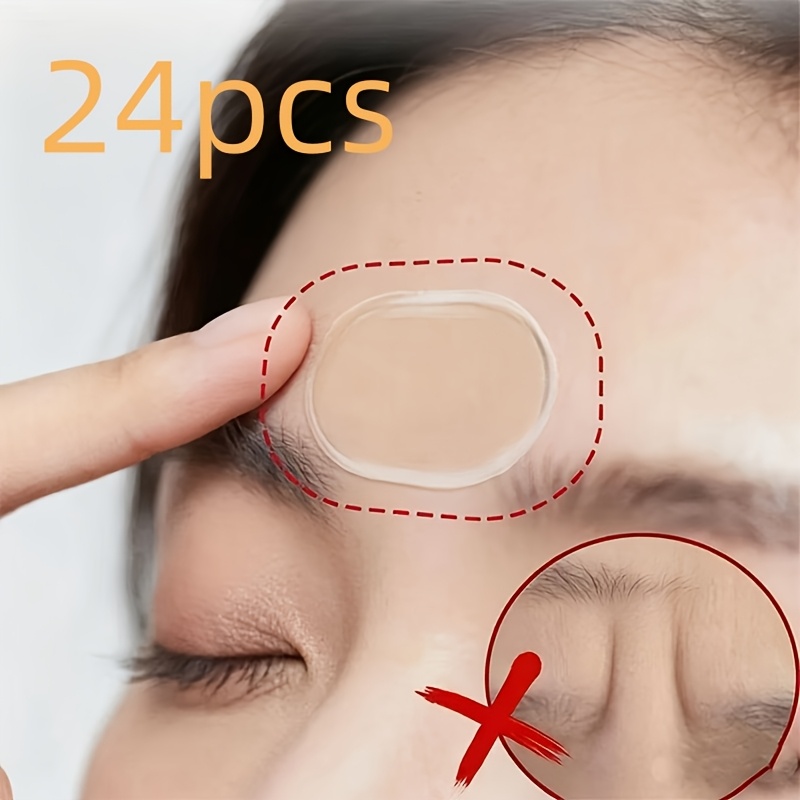 Image of 24pcs Self-adhesive Sleep Forehead Patches - Reusable Facial Elastic Patches, Facial Training Patches Suitable For Full Face, Washable, Sticky And Reusable