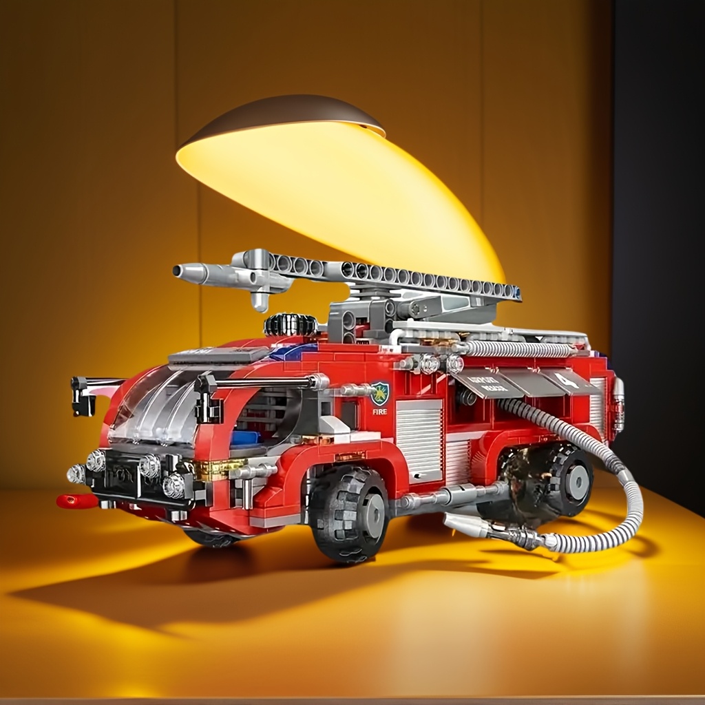 Red Fire Truck Building Block Model, Medium Difficulty