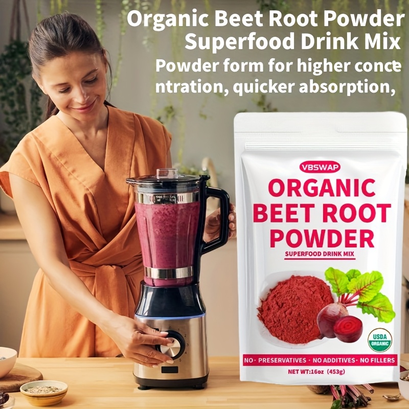 Organic Beetroot Powder 1 lb Natural Beetroot Juice Concentrate for Salads, Beverages, Baking, and Milkshakes