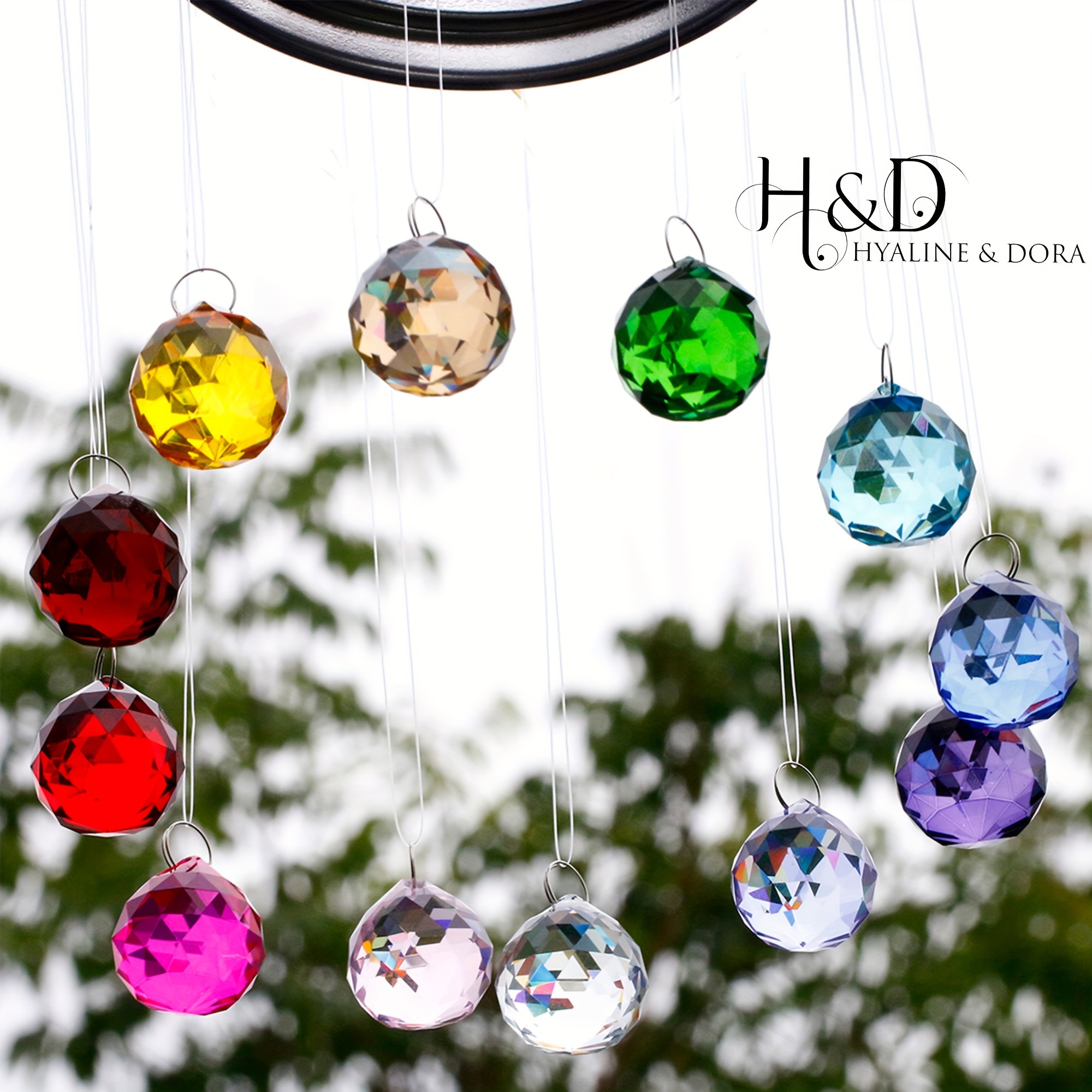 

H&d Hyaline& 30mm Multi-color Crystal Suncatcher Crystal Ball Prisms Decorating Hanging Pendant Suncatchers Hanging Pendant Suncatcher 12pcs Home Ornament