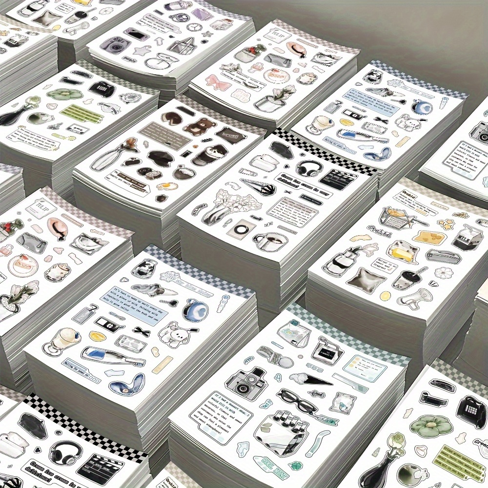 8pcs "waiting For " Collage Transfer Paper Set For Laptops, Guitars, Skateboards, And Tumblers - Diy Decals