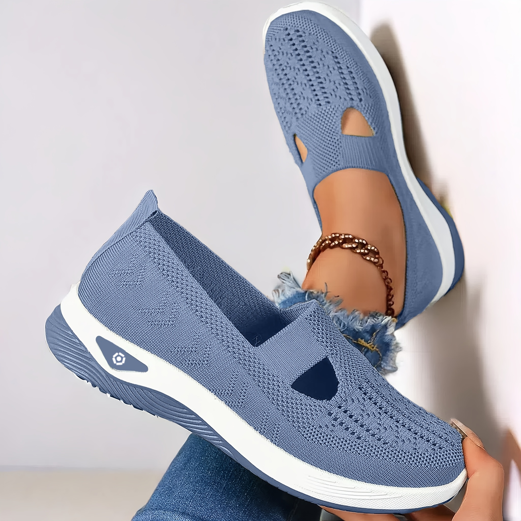 Image of 1 Pair Women's Breathable Mesh Lace-up Sneakers, Lightweight & Supportive Pvc Sole, Solid Color, Casual & Sporty Shoes For Women