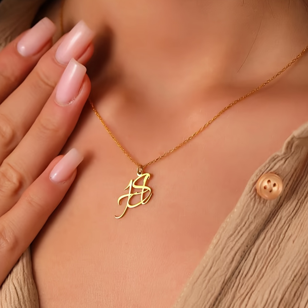 TEMU Customized Personalized Name Alphabet Necklace Simple And Unique Women's Necklace Jewelry Girlfriend Mom Customized Necklace Jewelry