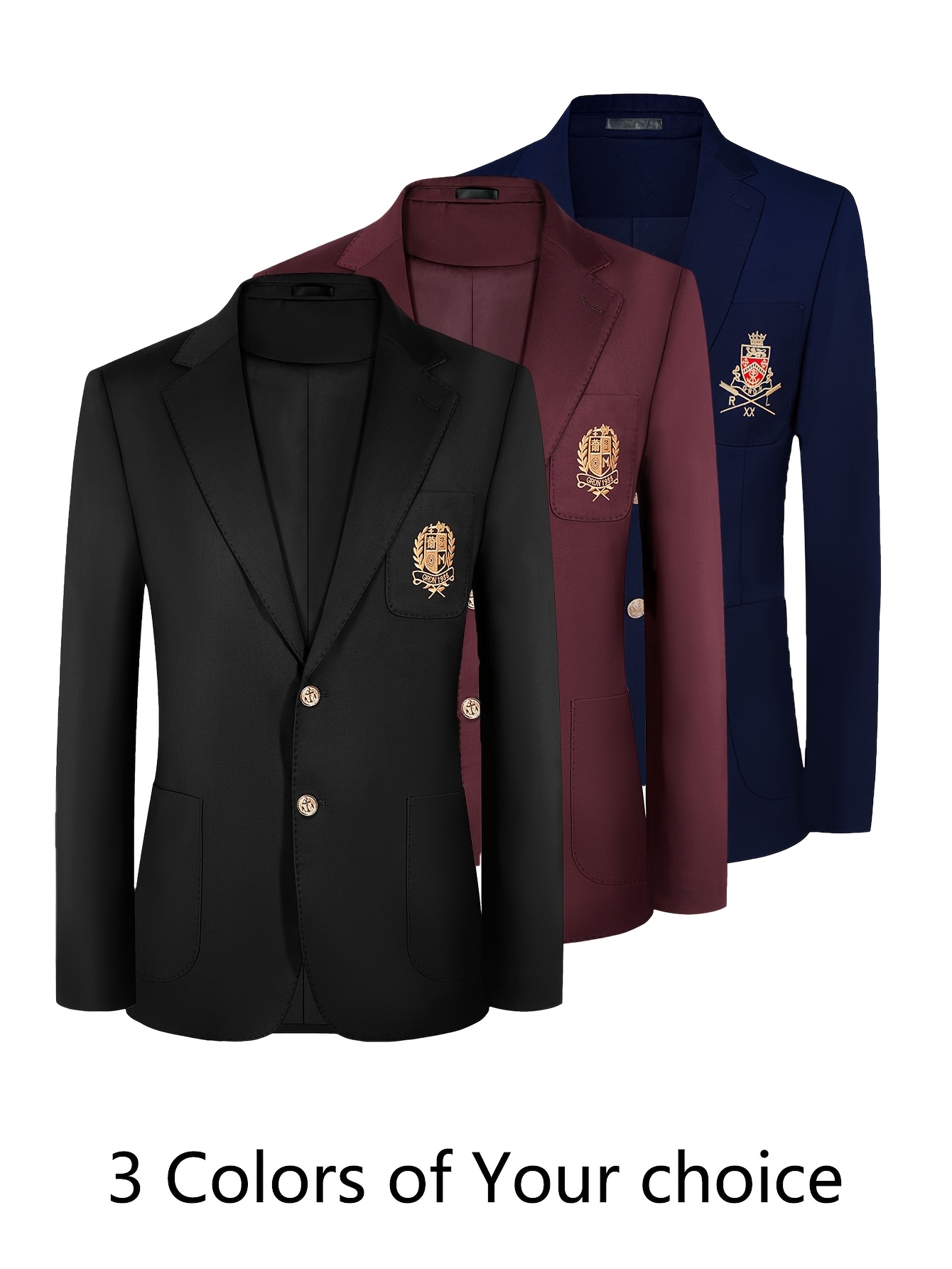 mens   style golden embroidered badge elegant suit mens casual suit 1pc