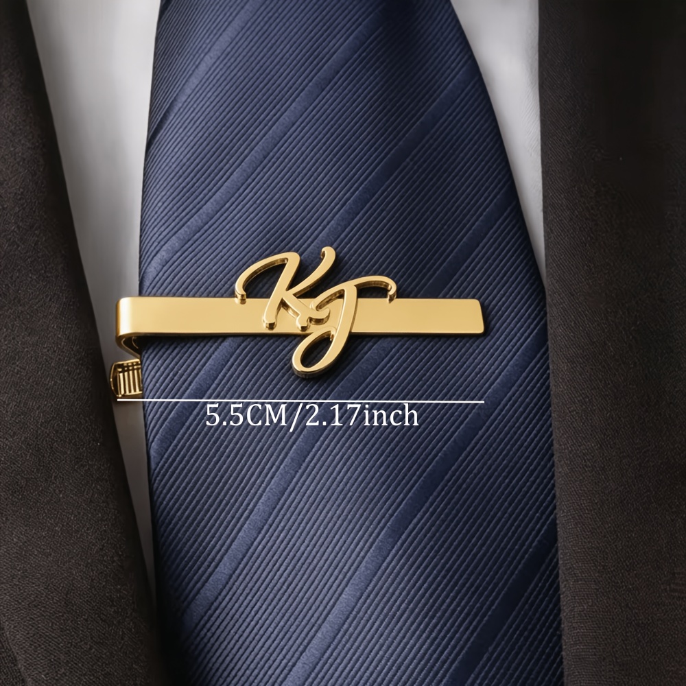 Custom Couple's Letter Golden Tie Clip, Personalized Script Initial Design