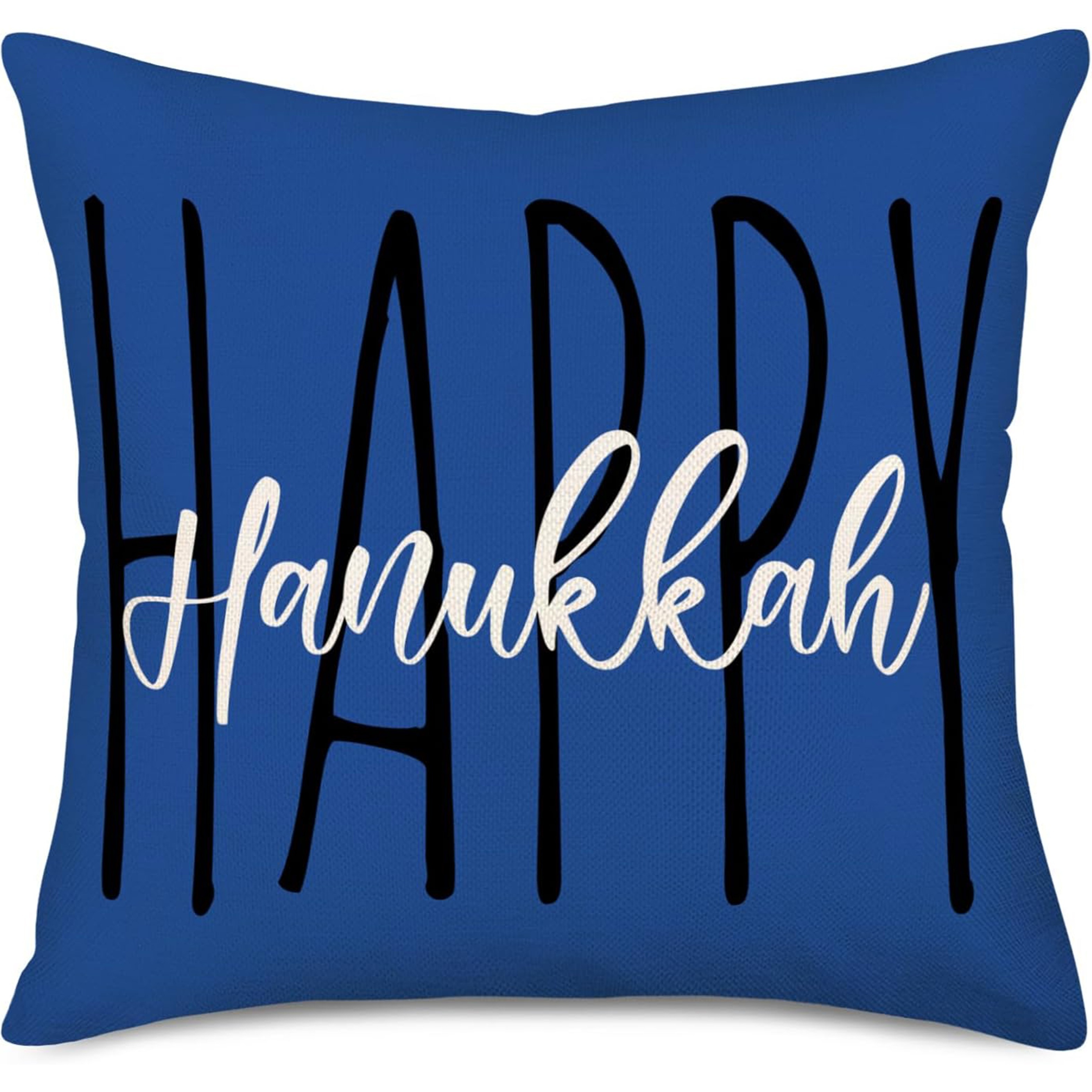 TEMU Hanoucca, 1 taie d'oreiller en lin "Joyeux Hanoucca", décoration d'hiver pour l'hiver, oreiller bleu d'extérieur, coussin de des fêtes , pour la