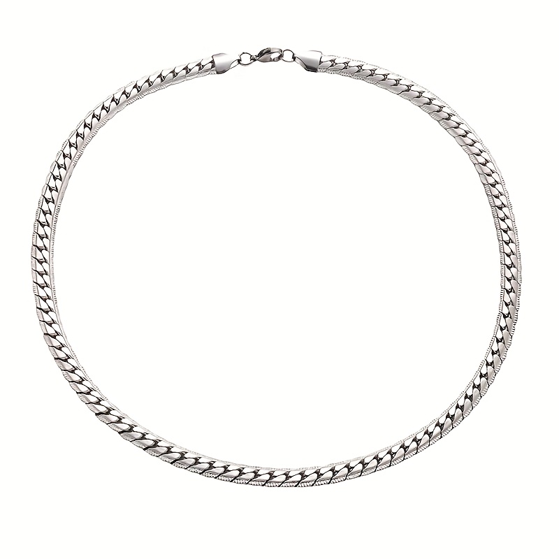 Men's Silvery Stainless Steel Necklace Embossed Design