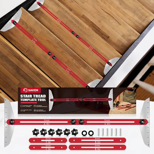 adjustable stair tread gauge tool metal stair jig for precise measurements shelf scribing drywall cutting 8 53 red
