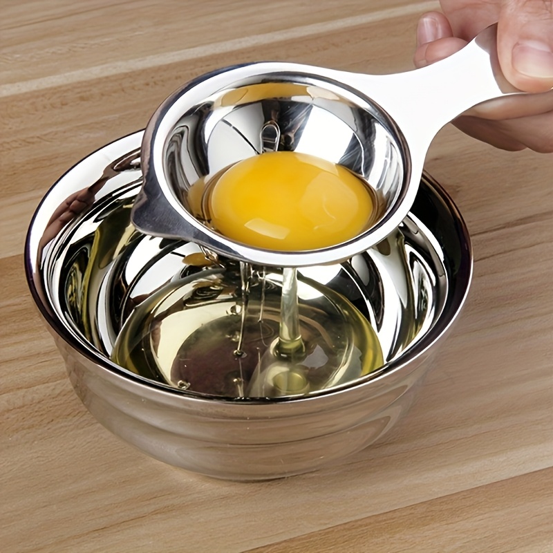 TEMU Durable Stainless Steel Egg Yolk Separator - , Easy-to-clean For Cooking And Baking Essential Kitchen Tool Suitable For Home & Restaurant Use,