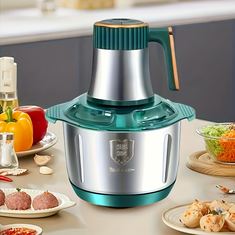 Graisseur électrique en acier inoxydable de grande capacité avec hachoir alimentaire - 5000 tr/min, 220V-240V, prise standard européenne, parfait pour la cuisine, la viande, les légumes, les oignons, l'ail, les salades, les fruits, les noix, le graisseur de viande de cuisine | Moulin en acier inoxydable | Hachoir alimentaire durable, broyeur de viande pour la maison