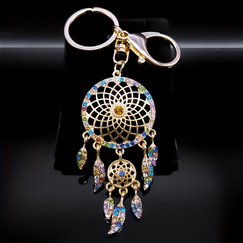 TEMU Regalo di Natale, Portachiavi con Strass, Foglia in Metallo, Nappa, , Souvenir, Regalo Donna, Diamanti Colorati Casuali