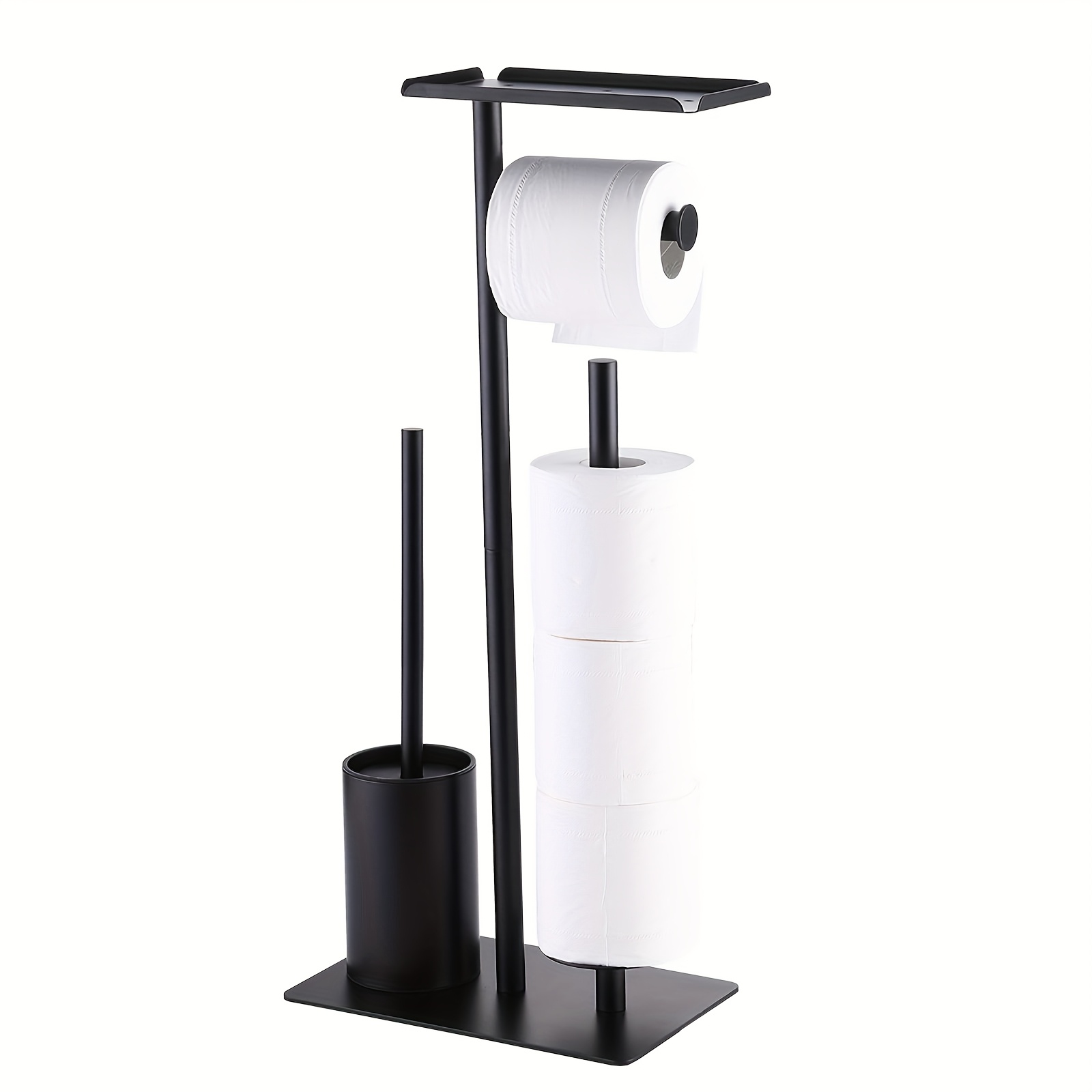 E-shop Toilettenpapierhalter, Toilettenpapierhalter mit Ablage, hochwertiges, kratzfestes Metall, inklusive Toilettenbürste und Ablage, verstärkte,