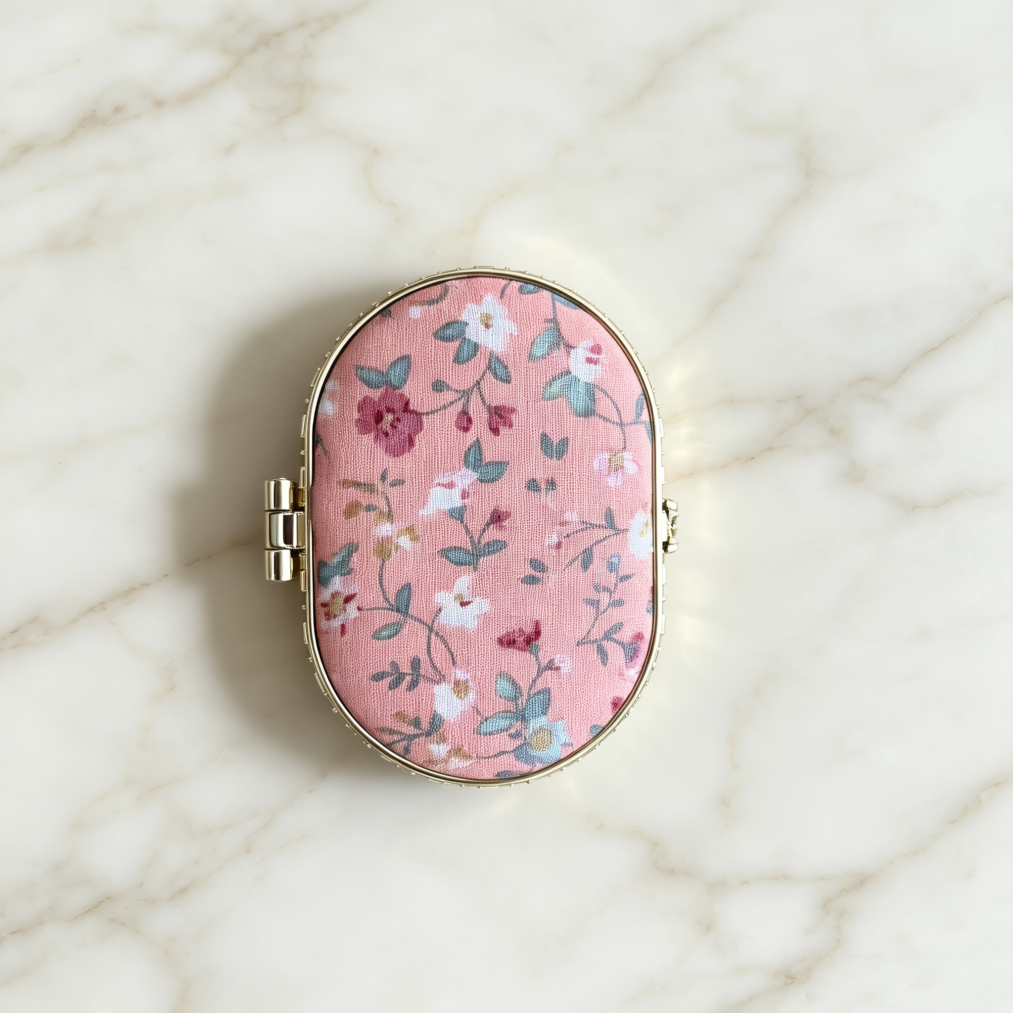 TEMU 1pc Vintage Floral Mini Mirror - Portable Folding Double-sided Compact Pocket Mirror Suitable For Travel, Pocket-sized Handheld Mirror With
