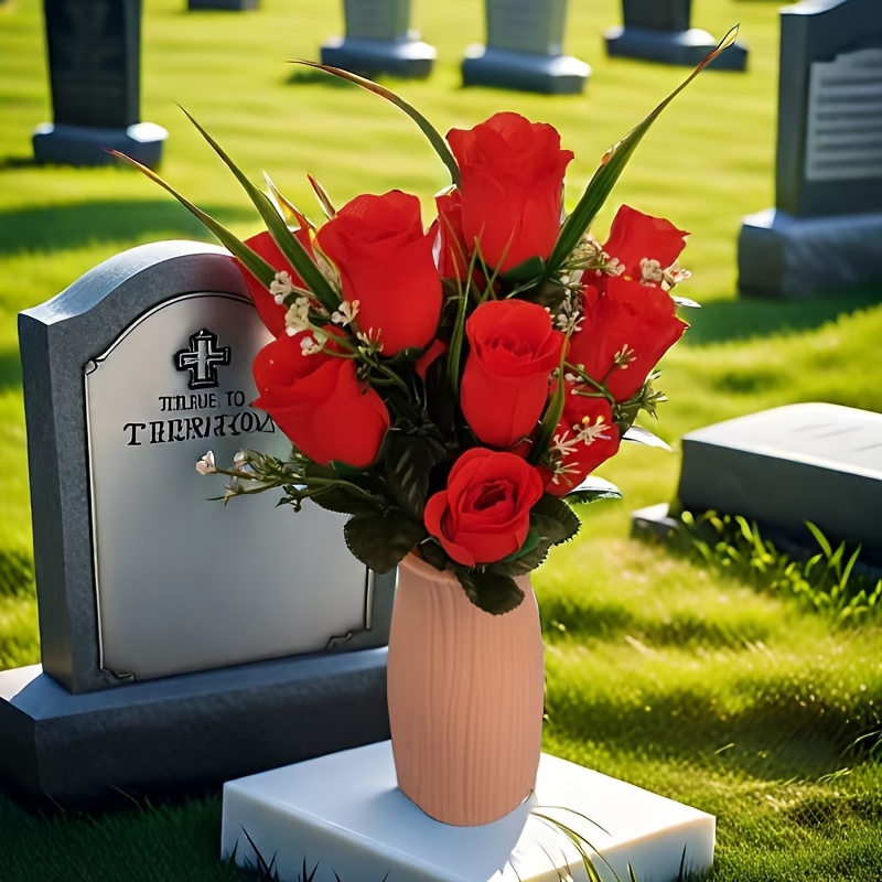 2pcs artificial graveyard flowers memorial flowers outdoor grave decoration exquisite tombstone arrangement tombstone flowers suitable for funeral homes funeral cemetery condolences to friends and relatives funeral memorial day decor