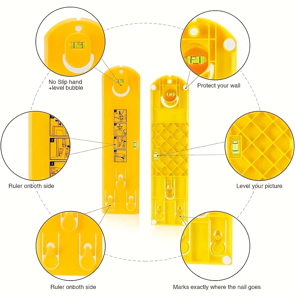 

1pc Promaster Multifunctional Kit - No Battery Required, Ruler & Level For Wall Art, Mirror, Clock Hanging, Home Decor