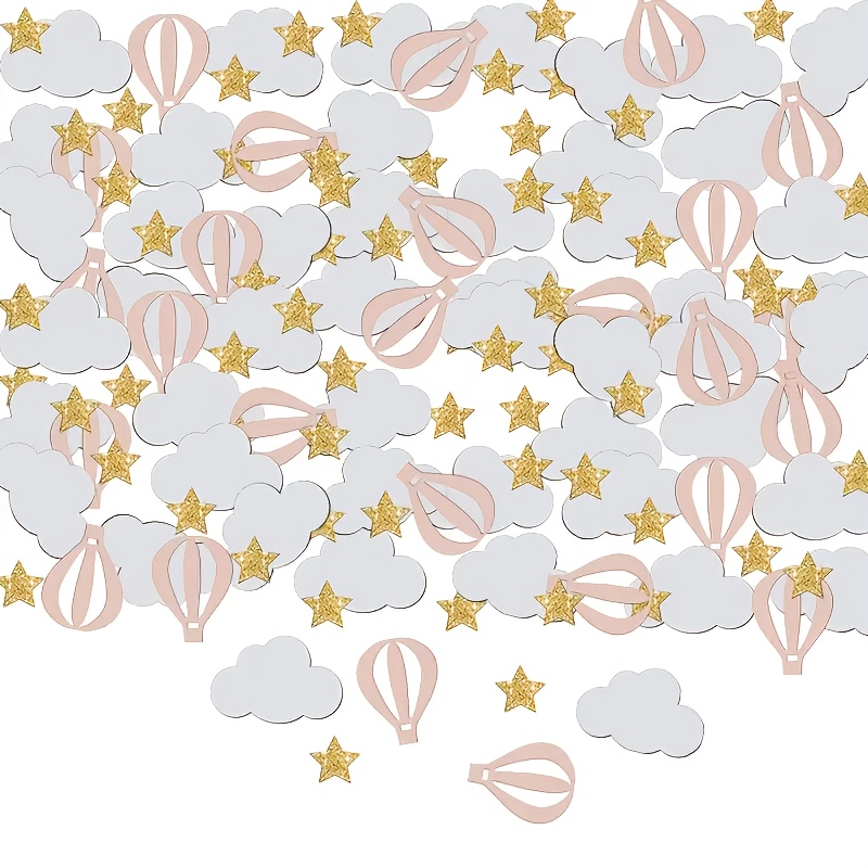 Image of 100pcs Hot Air Balloon, & Cloud Ppoppers - Paper Blow Tubes Suitable For Birthday Decorations, Wedding, Shower, Table Centerpieces,for Christmas, Halloween