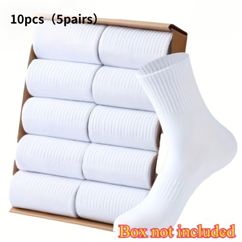20 stück (10 paar) / 10 stück (5 paar) socken für herren damen – mittellange (knöchel) vielseitige weiße socken,   für freizeit,   | dehnbare passform, strapazierfähiges großpackung (mittellange socken, fitness, freizeitkleidung) – pflegeleicht