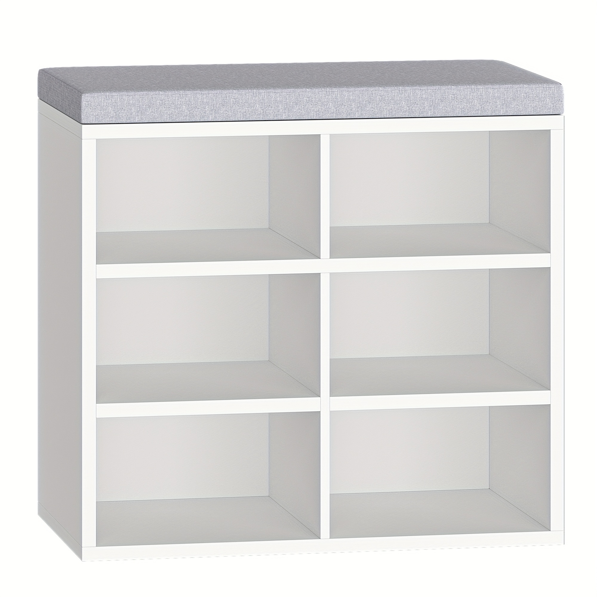 TEMU de zapatos, estante de zapatos con asiento, con de almacenamiento, cojín, 6 compartimentos, 30 x 60 x 52.7 cm, estantes ajustables, para ,