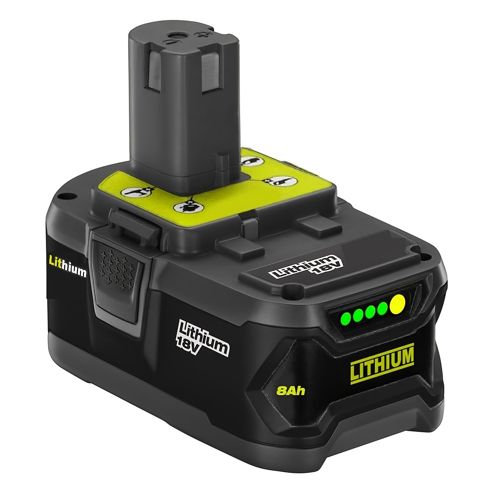 1/2/4 Pack P108 8.0ah 18v Battery For Ryobi 18v One+ Battery Replacement P108 P104 P105 P107 P109 P122 Cordless Tool…: retailer-supplied image