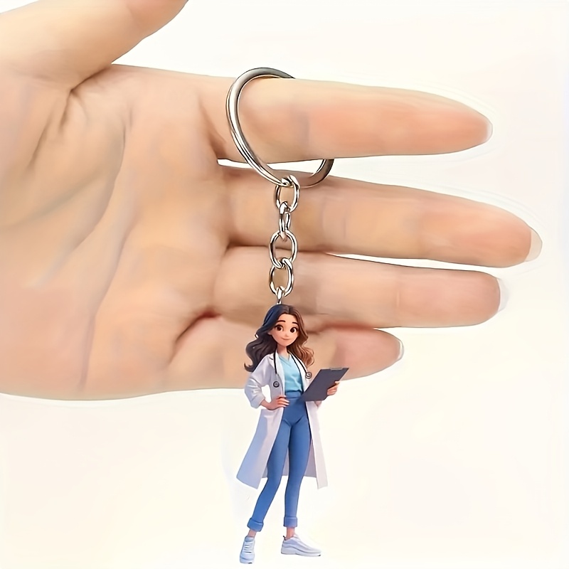 

1pc Acrylic Doctor Keychain, Cute Cartoon Style, Perfect Gift For Valentine's Day, Day, For Backpack, Novelty Keychain For Women