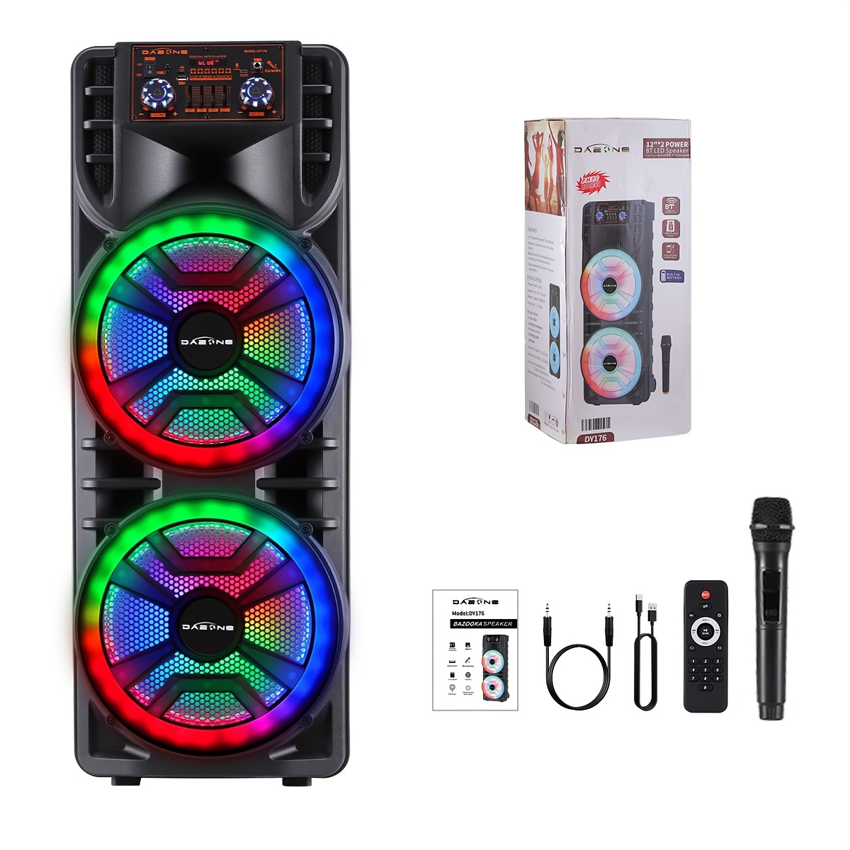 7000W Portable Wireless Speaker with RGB Party Lights
