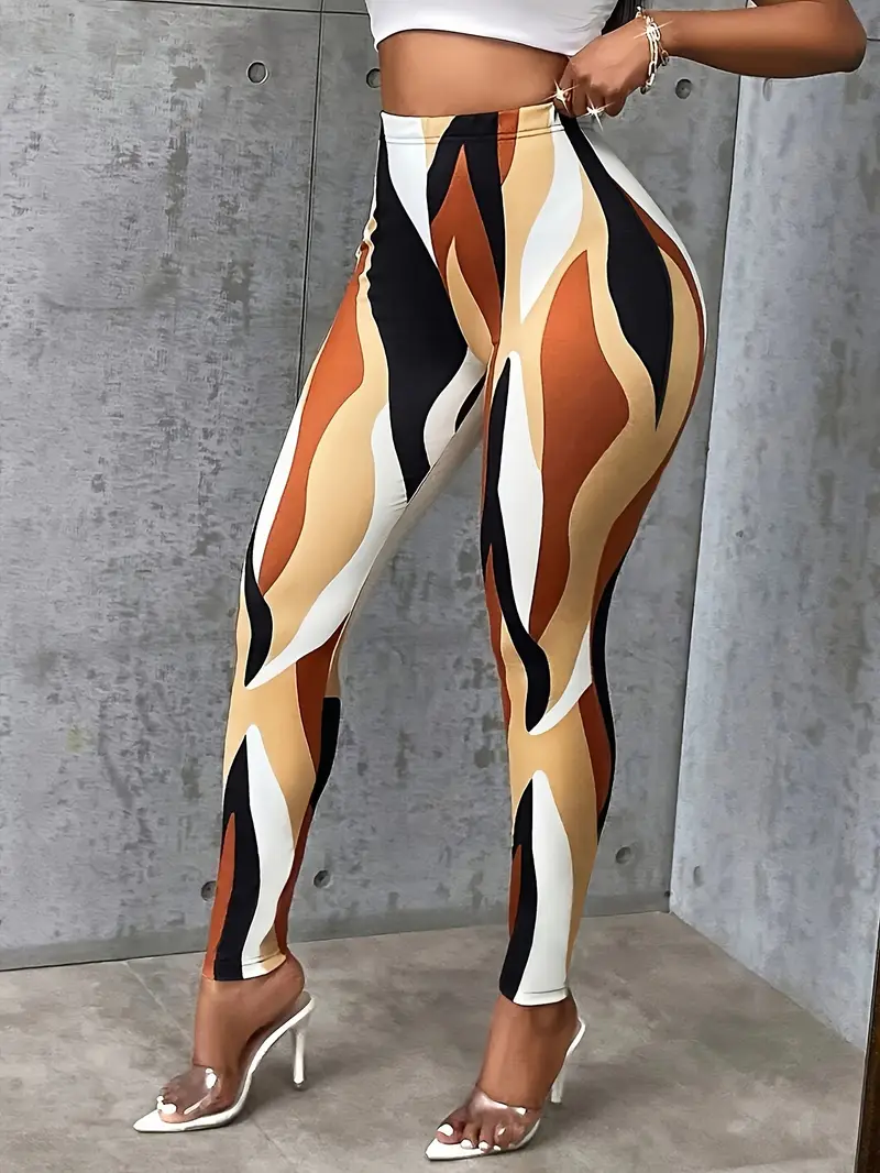 print high waist leggings casual skinny stretchy leggings for womens clothing details 5