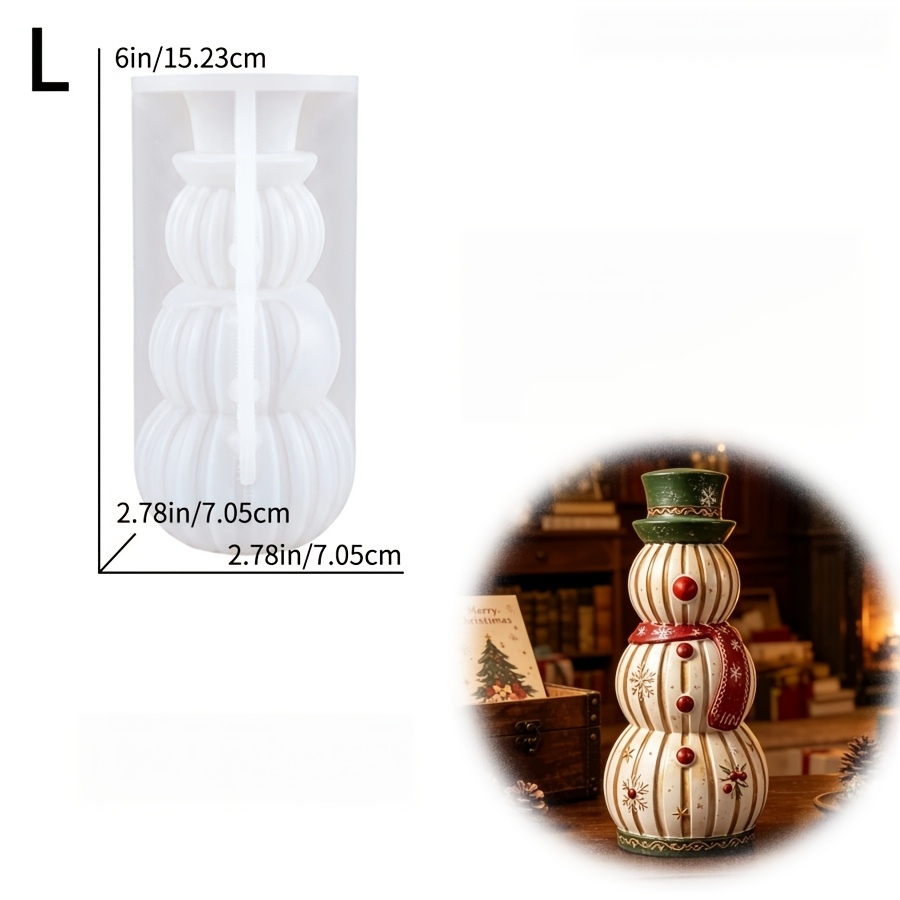 TEMU Diy Clay Mold - Vertical Striped Top Hat 3d Snowman Silicone Mold Christmas Theme Aromatherapy Candle Gypsum Molding Mold Epoxy Resin Dropping