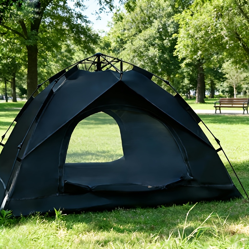 TEMU Tente de camping double couche 2-3 personnes pour plage extérieure, ouverture rapide entièrement automatique, protection solaire épaisse et