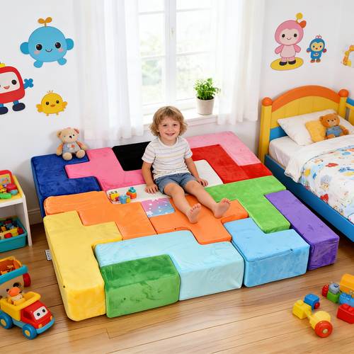 composé de 15 modules, canapé de jeu pour enfants, canapé pour enfants avec housse en tissu super en cristal lavable, expansion instantanée en 5 secondes, coussin convertible en mousse et sur le sol pour salle de jeux pour enfants