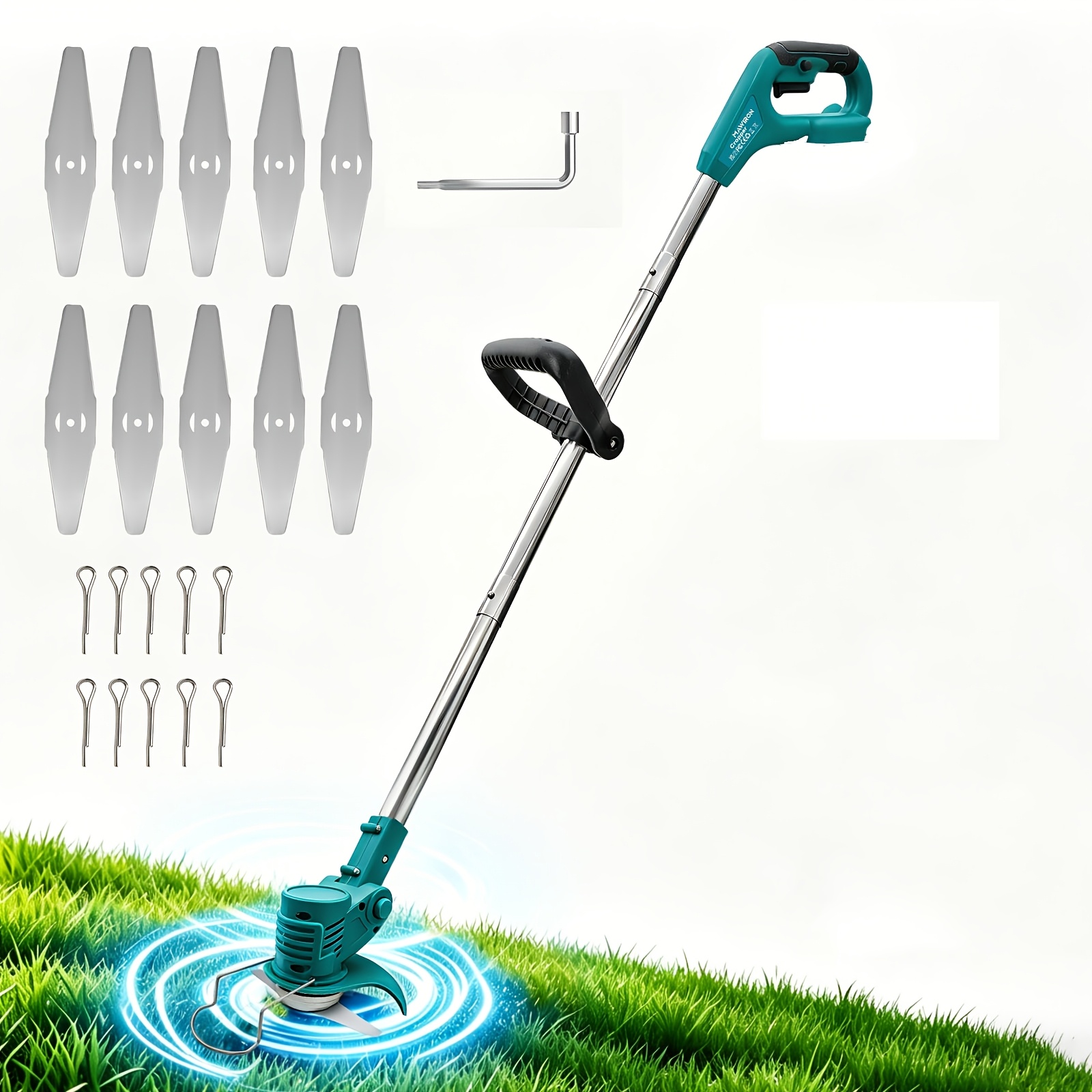 500w Cordless Lawn Trimmer, Battery Grass Trimmer For 18v Battery(battery&charger Not Included), 10 , 90° Rotating Head, Foldable Cutter For Yards, Gardens And Sidewalk Edges(green)