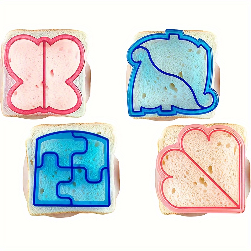 

4-piece Cartoon Sandwich Cutting Set - Fun Shaped Bento Molds, Food Safety Sealed Stamps, Create Delicious Lunch For Your Family - Durable And Dishwasher Safe