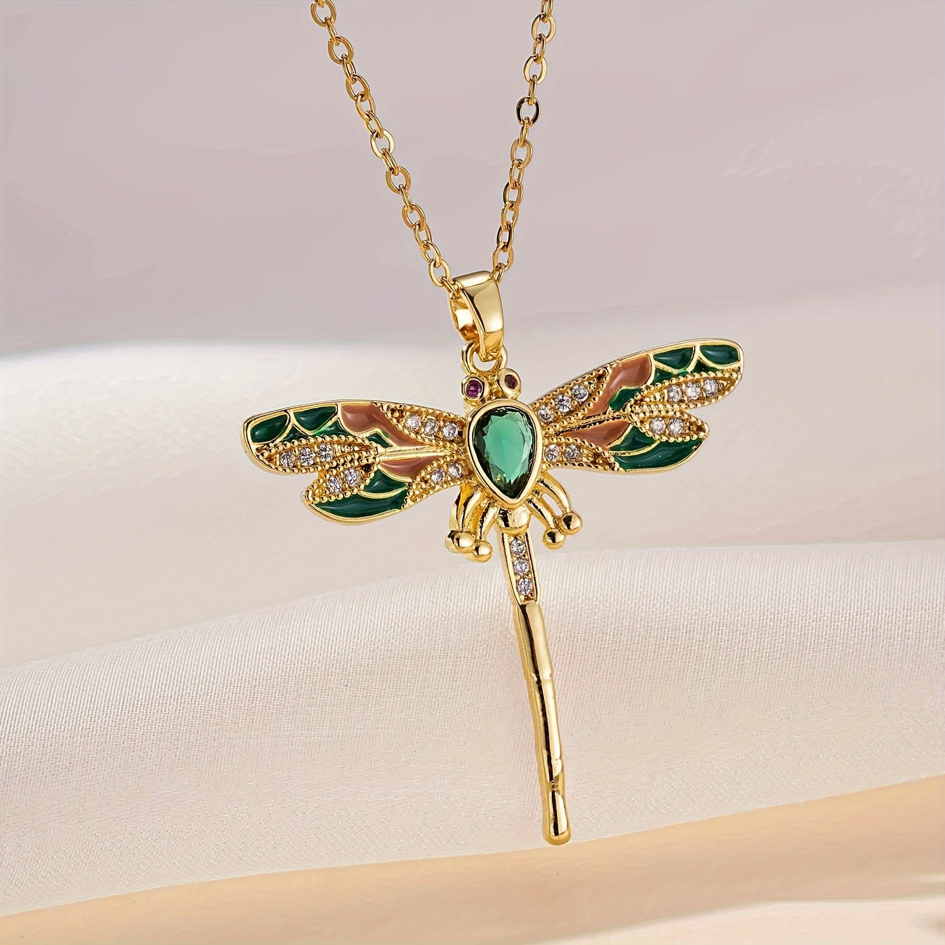 

Copper Pendant Necklace Emerald Zirconia , No Plating Steel Jewelry For Women - For And , Box