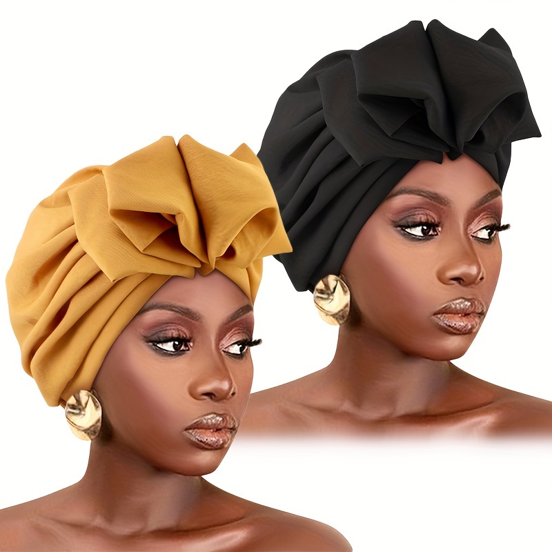 E-shop 2er Set Retro Plissee Blumen Kopftuch Hut Kopfband Ethnische Mütze Stoffhut