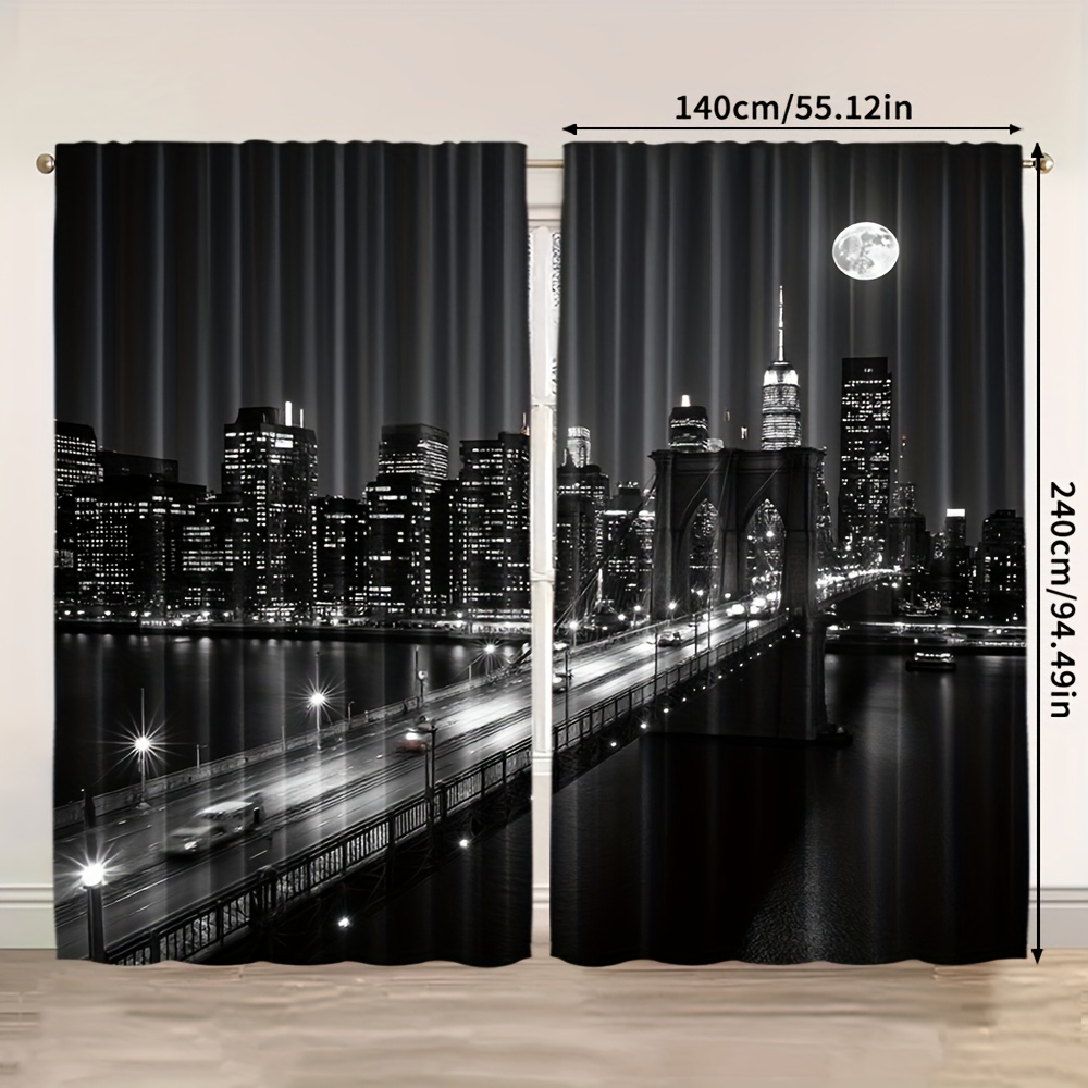 TEMU 2pcs, Elegant And Retro Curtains, Scene Pattern, Durable Polyester, For All Rooms Are Used Seasonally(without Rod)