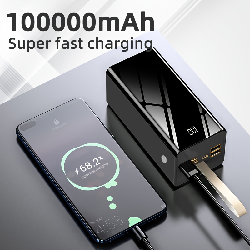 TEMU de energía de 100000 mAh, carga rápida bidireccional de 22.5 W, de energía de capacidad ultragrande, pantalla de visualización digital