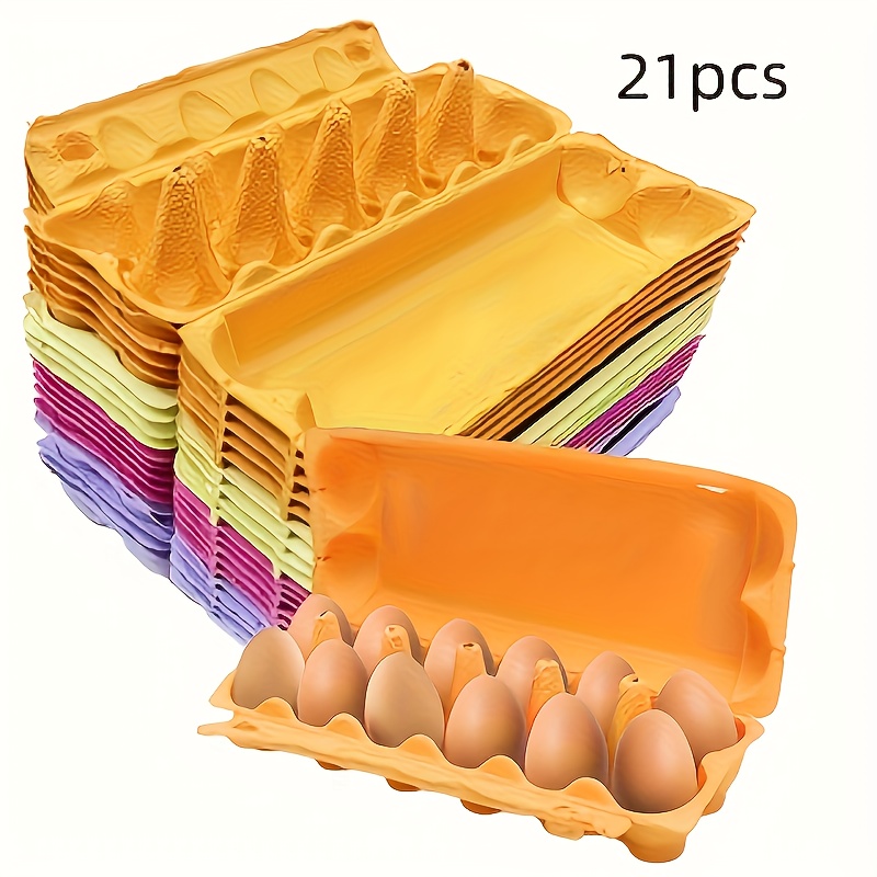 Set of 21 Vibrant Egg Containers, Sturdy And Reusable for Egg Storage, Empty Cardboard Trays for Easter Crafts, Ideal for Family Gifts And DIY Projects.