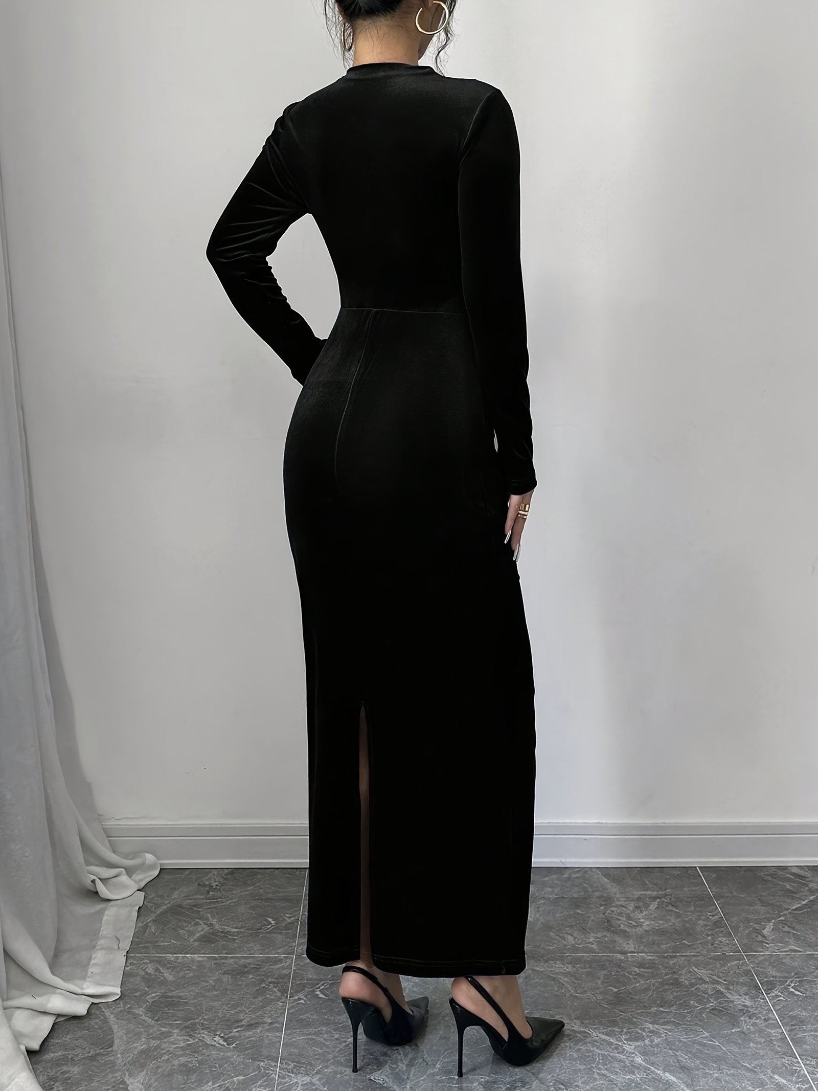 Women's Elegant * Party Dress - Long Sleeve Mock Neck, Stretchy Bodycon  Formal Gown with Back Slit, Elegant Evening Maxi Dress for Women, Formal  Events, Nightclub, Dinner Party - * Formal Attire