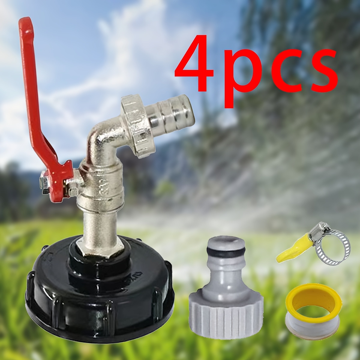 Image of 1 Set Of 1000l Ibc Water Tank S60x6 To 16mm And 15mm Faucet Outlet Valve Adapter, With Cover, Durable Metal Plastic Structure, Suitable For Garden Faucets | Lawn Care | Agricultural Irrigation