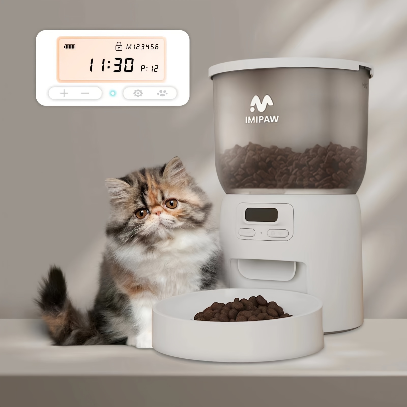 

Imipaw 3l For Smart Automatic Pet Feeder With Lcd Display - Dual Power (battery/usb), Timer & Portion Control For Cats And Dogs