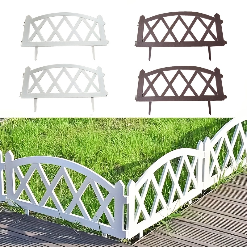 

4pcs White Plastic Garden Fence - Easy , Outdoor Decor, Lawn Edging & Barrier - Ideal For Weddings & Home Decoration