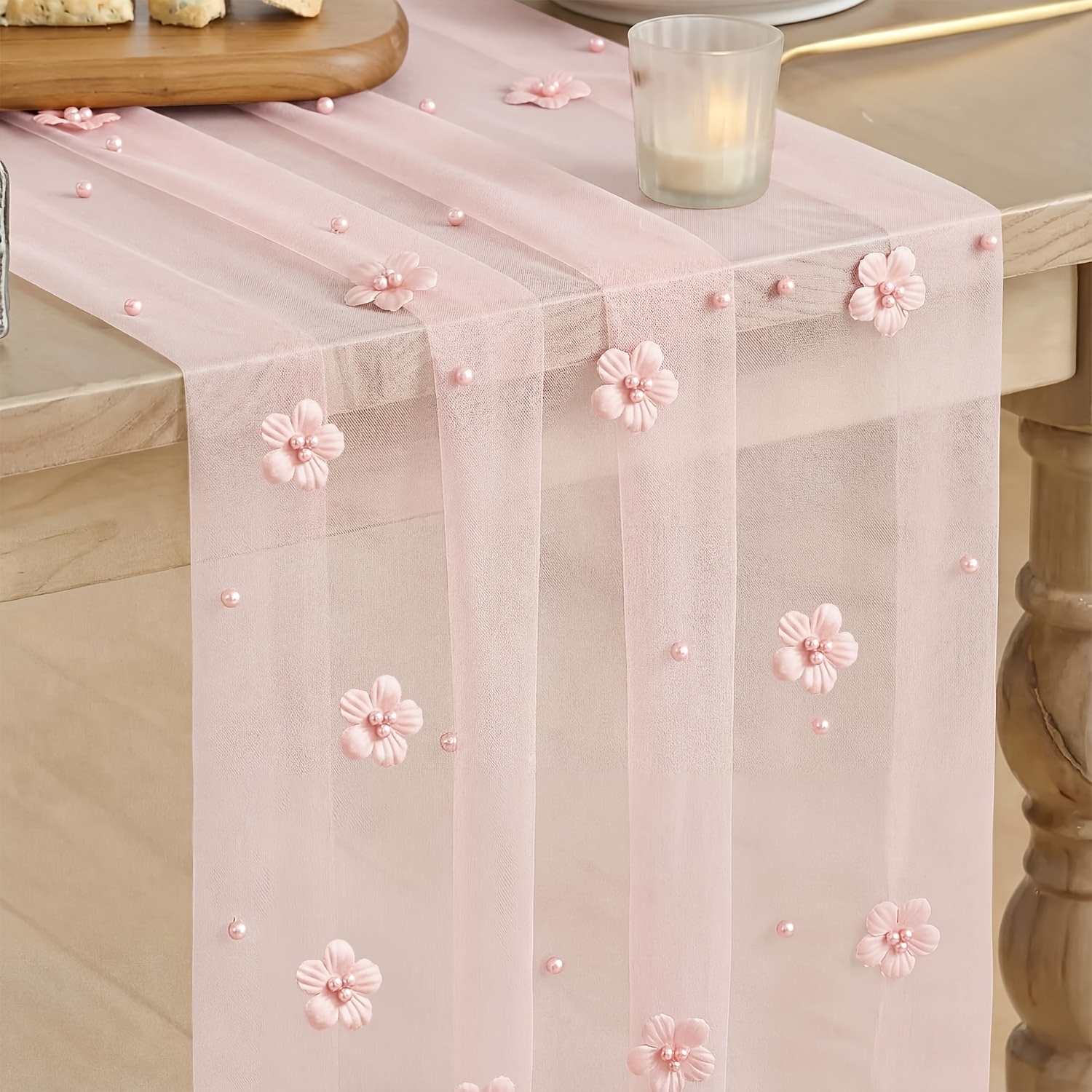 10ft Pink Pink Sheer Table Runner, Ideal For Seasonal Dining, Weddings, Birthdays, And Bridal Showers, Perfect For Home Party Decoration