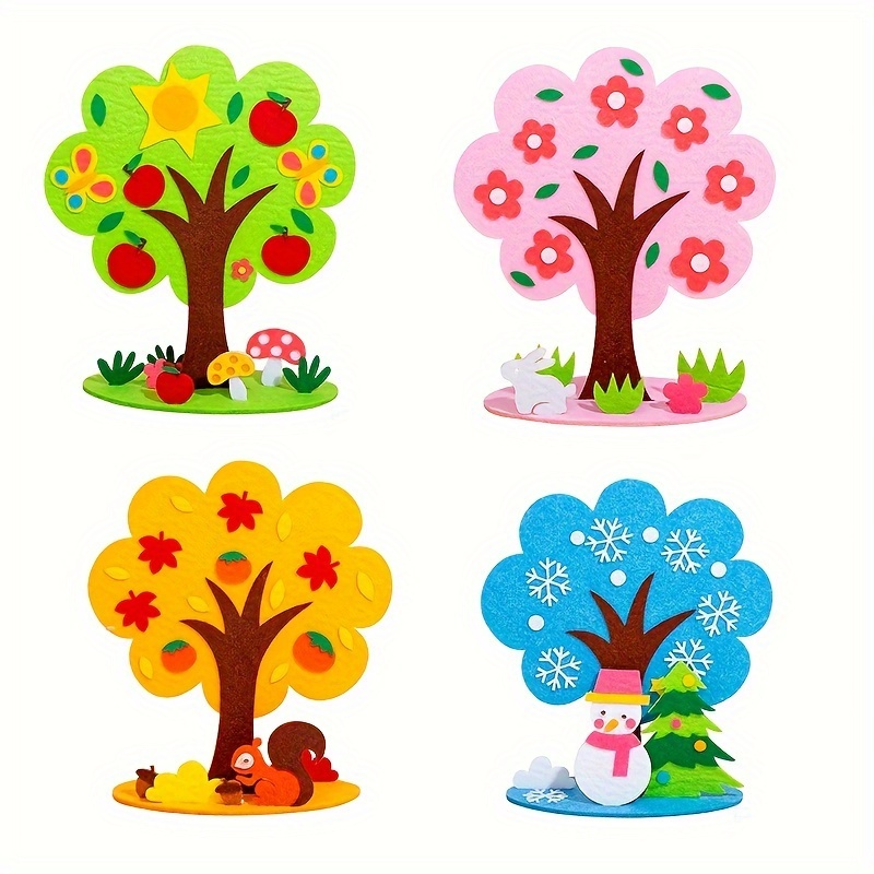 

1pc/4pcs/ Educational Handicraft Diy Three-dimensional 4 Seasons Tree Non-woven Fabric For Flowers And Trees Material Pack