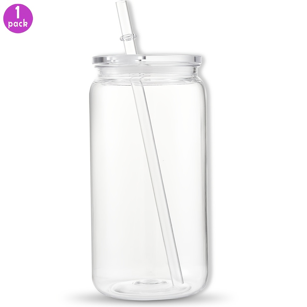 TEMU 1pc/16oz/500ml/plastic Mason Cup With Lids And Straw,iced Coffee Cup,mason Jar,very Suitable For Outdoor Themed Banquets,weekend Entertainment