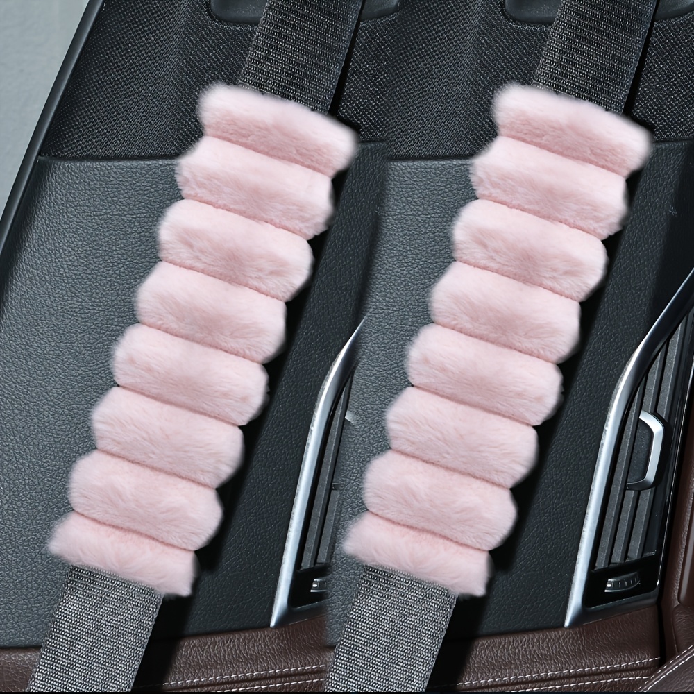 TEMU 2pcs Winter Car Fleece Shoulder Strap Covers, Comfortable Anti-chafing Seat Belt Cushion Straps, Universal Anti-chafing Car Safety Belt Shoulder