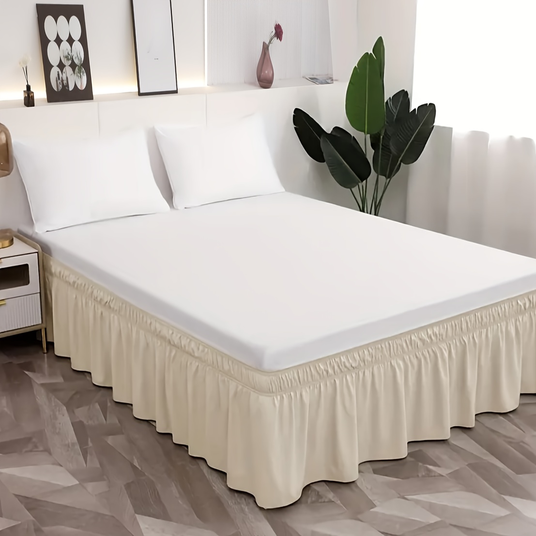 TEMU Gonna letto elegante da 16 pollici, 1 pezzo di gonna letto 100% microfibra ultrafine con due elastiche