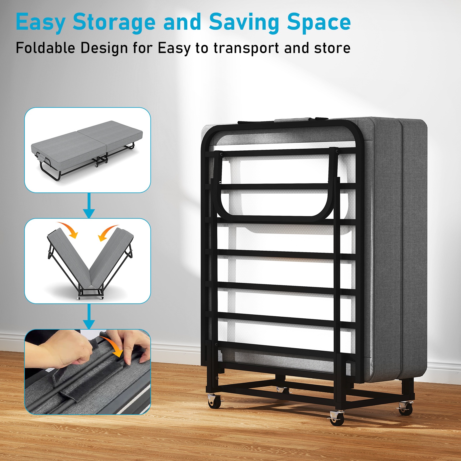 Twin Size Folding Bed with 3