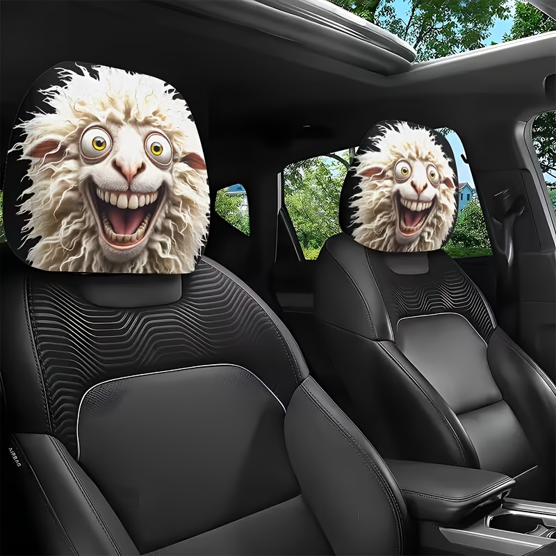 E-shop 2er-Set Crazy Auto Kopfstützenbezüge | Geeignet für Reisen, tägliches Pendeln, Auto-Innendekoration, weich und bequem, alle Jahreszeiten, leicht