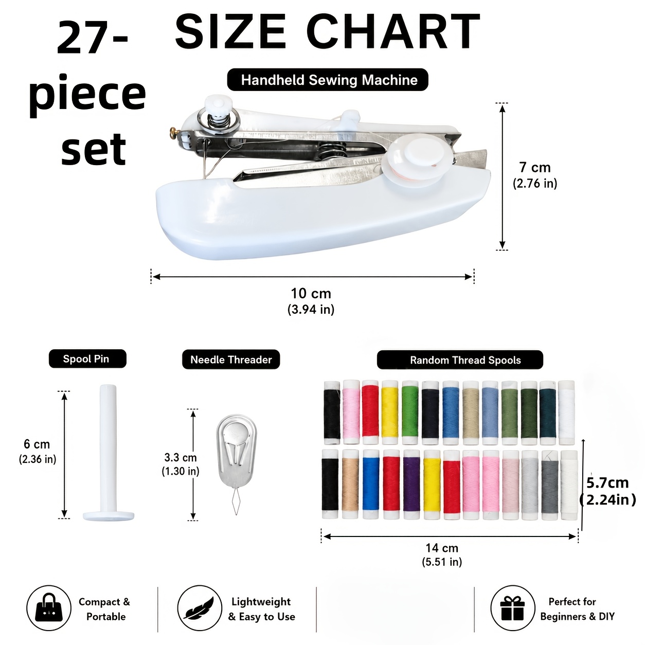 27pcs Portable Handheld Mini Sewing Machine Set