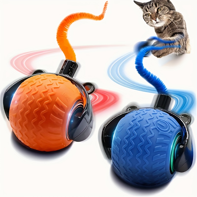 indoor cat and dog interactive toy usb rechargeable automatic   launcher smart tail teaser and pet fetch games durable plastic construction suitable for all breeds cat toy interaction   design pet small gift